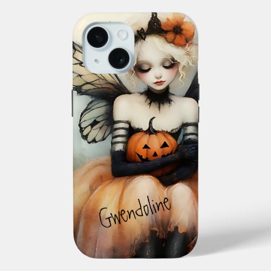 Whimsical Gothic Fairy & Pumpkin Custom Halloween Case-Mate iPhone Case (Achterkant)