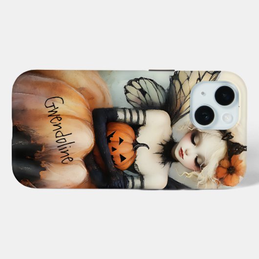 Whimsical Gothic Fairy & Pumpkin Custom Halloween Case-Mate iPhone Case (Achterkant (horizontaal))