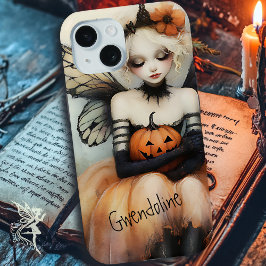 Whimsical Gothic Fairy & Pumpkin Custom Halloween iPhone 15 Case