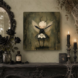 Whimsical Gothic Fairycore Donkere Fantasy Bloemst Vierkante Klok