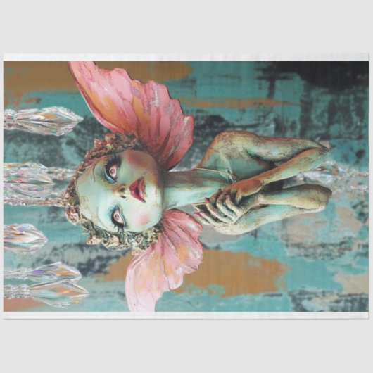 Whimsical Gothic Gargoyle Fairy Decoupage Tissuepapier (Voorkant)