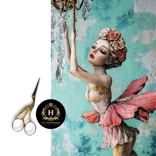 Whimsical Gothic Gargoyle Fairy Decoupage Tissuepapier