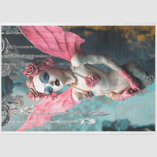 Whimsical Gothic Gargoyle Fairy Pink Wings Tissuepapier (Voorkant)