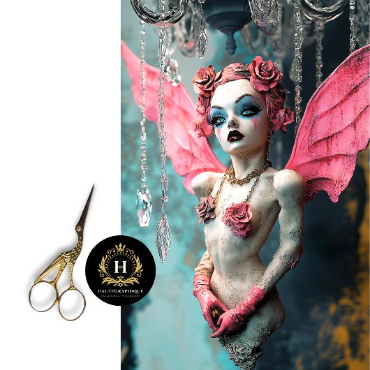 Whimsical Gothic Gargoyle Fairy Pink Wings Tissuepapier