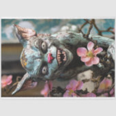 Whimsical Gothic Gargoyle met Bloesems Decoupage Tissuepapier (Voorkant)