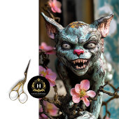 Whimsical Gothic Gargoyle met Bloesems Decoupage Tissuepapier