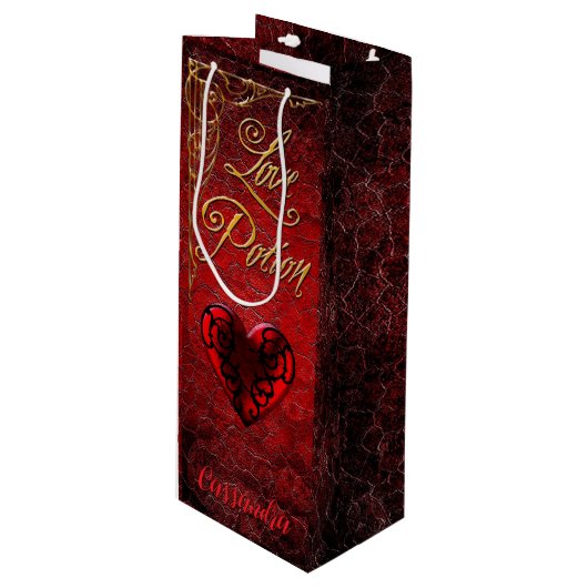 Whimsical Gothic Love Potion Wijn Cadeautas (Voorkant Gekanteld)