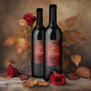 Whimsical Gothic Love Potion Wijn Etiket
