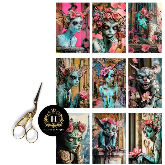 Whimsical Gothic Paris Gargouille Decoupage Tissuepapier