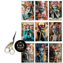 Whimsical Gothic Paris Gargouille Decoupage  Tissuepapier