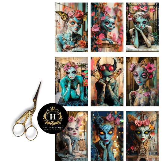 Whimsical Gothic Paris Gargouille Decoupage Tissuepapier