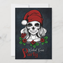 Whimsical Gothic Santa Skull Kerstfeest Kaart