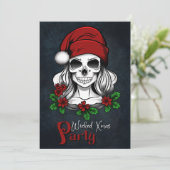 Whimsical Gothic Santa Skull Kerstfeest Kaart (Staand voorkant)