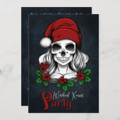 Whimsical Gothic Santa Skull Kerstfeest Kaart (Voorkant / Achterkant)