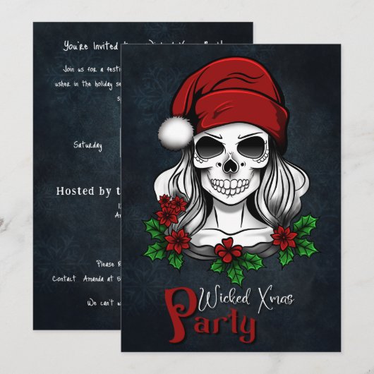 Whimsical Gothic Santa Skull Kerstfeest Kaart (Voorkant / Achterkant)