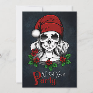 Whimsical Gothic Santa Skull Kerstfeest Kaart