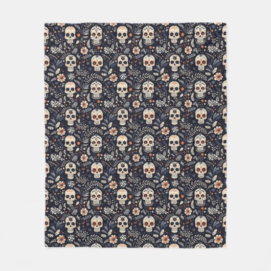 Whimsical Gothic Sugar Skull Modern Fleece Deken (Voorkant)