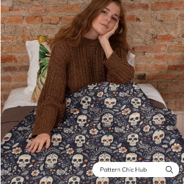 Whimsical Gothic Sugar Skull Modern  Fleece Deken