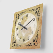 Whimsical Gothic Volle Maan Halloween Vierkante Klok (Hoek)