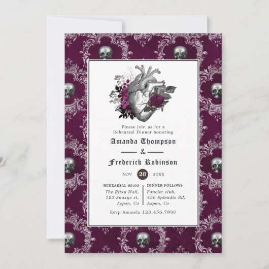 Whimsical  Gothic Wedding Rehearsal Dinner Kaart (Voorkant)