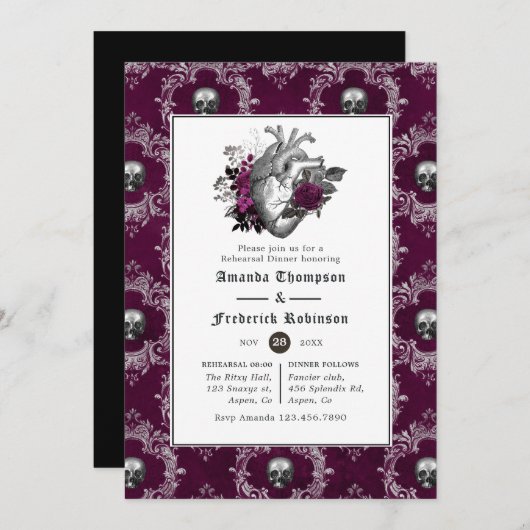 Whimsical Gothic Wedding Rehearsal Dinner Kaart (Voorkant / Achterkant)