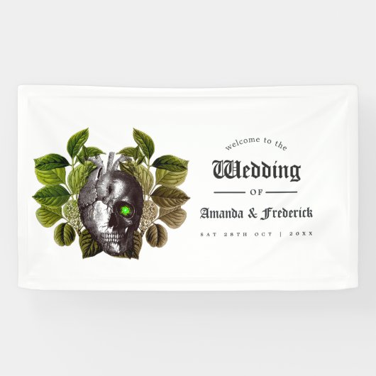Whimsical Gotische bruiloft Welkom Spandoek (Horizontaal)