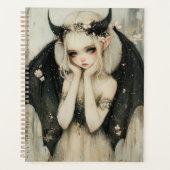Whimsical Gotische Fantasy Fee met Bloemenkroon Planner (Voorkant)