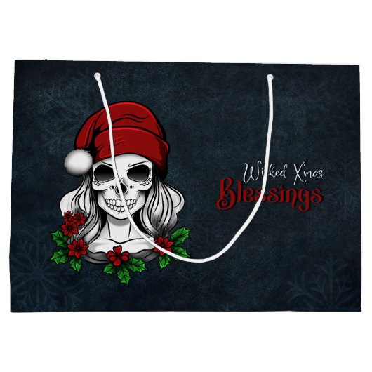 Whimsical Gotische Kerstman schedel Kerstmis Groot Cadeauzakje (Achterkant)