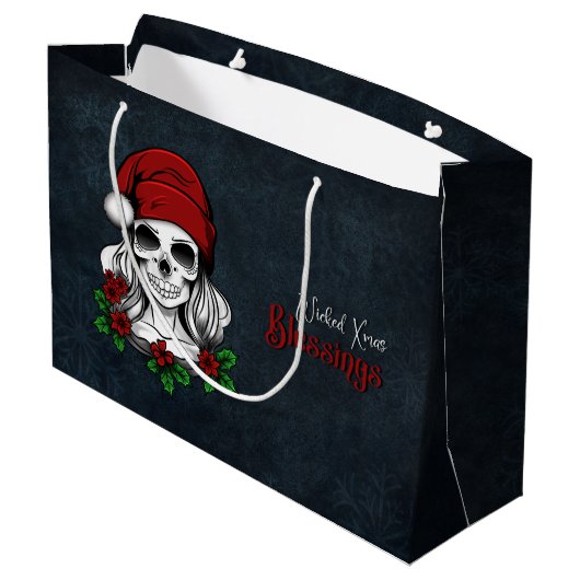 Whimsical Gotische Kerstman schedel Kerstmis Groot Cadeauzakje (Achterkant Gekanteld)