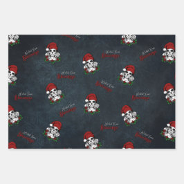 Whimsical Gotische Kerstman schedel Kerstmis Inpakpapier Vel