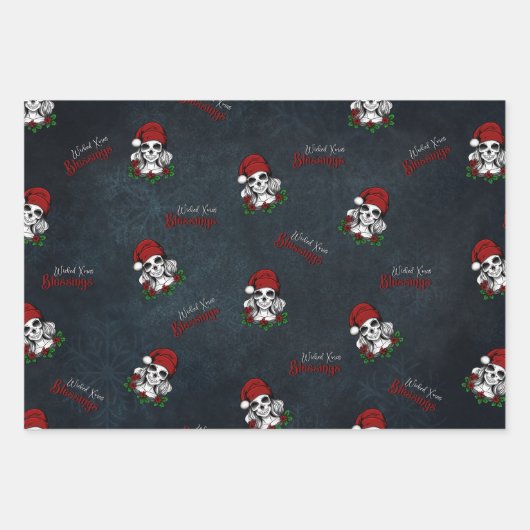 Whimsical Gotische Kerstman schedel Kerstmis Inpakpapier Vel (Voorkant)