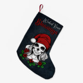 Whimsical Gotische Kerstman schedel Kerstmis Kleine Kerstsok (Voorkant (Hangend))