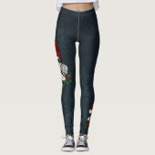 Whimsical Gotische Kerstman schedel Kerstmis Leggings (Voorkant)