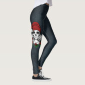 Whimsical Gotische Kerstman schedel Kerstmis Leggings (Rechts)