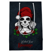 Whimsical Gotische Kerstman schedel Kerstmis Medium Cadeauzakje (Achterkant)