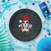 Whimsical Gotische Kerstman schedel Kerstmis Papieren Bordje (Feest)