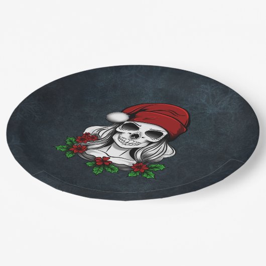 Whimsical Gotische Kerstman schedel Kerstmis Papieren Bordje (Gekanteld)