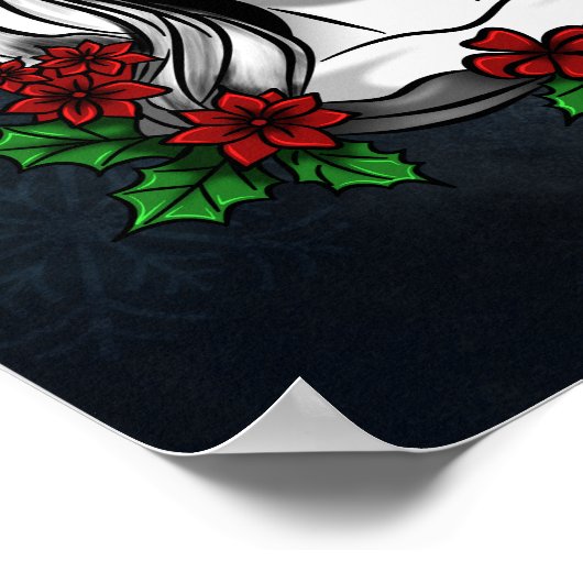 Whimsical Gotische Kerstman schedel Kerstmis Poster (Hoek)