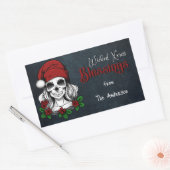 Whimsical Gotische Kerstman schedel Kerstmis Rechthoekige Sticker (Envelop)