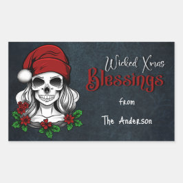 Whimsical Gotische Kerstman schedel Kerstmis Rechthoekige Sticker