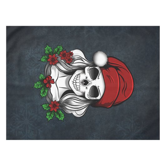 Whimsical Gotische Kerstman schedel Kerstmis Tafelkleed (Voorkant (Horizontaal))