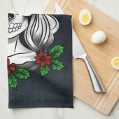 Whimsical Gotische Kerstman schedel Kerstmis Theedoek (Quarter Fold)