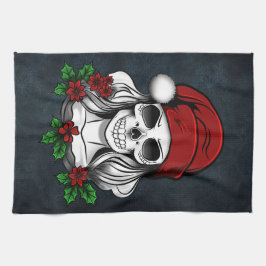 Whimsical Gotische Kerstman schedel Kerstmis Theedoek