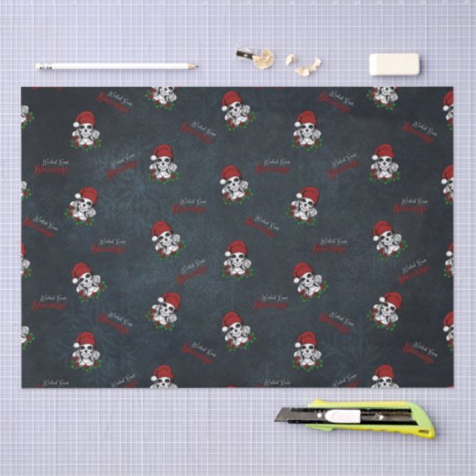 Whimsical Gotische Kerstman schedel Kerstmis Tissuepapier (Craft)
