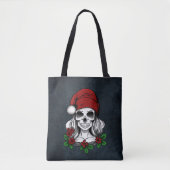 Whimsical Gotische Kerstman schedel Kerstmis Tote Bag (Voorkant)