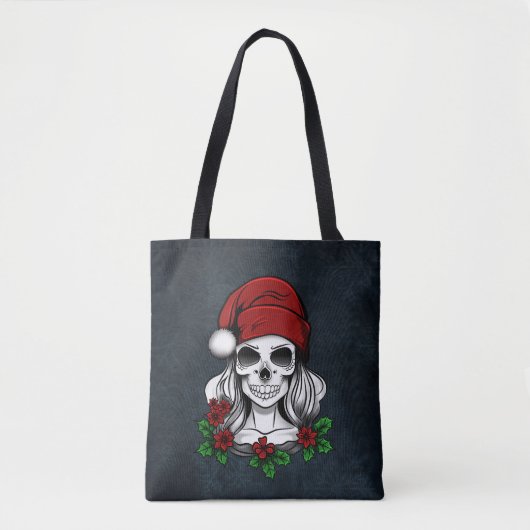 Whimsical Gotische Kerstman schedel Kerstmis Tote Bag (Voorkant)