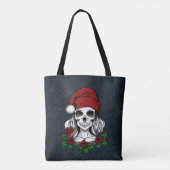 Whimsical Gotische Kerstman schedel Kerstmis Tote Bag (Achterkant)