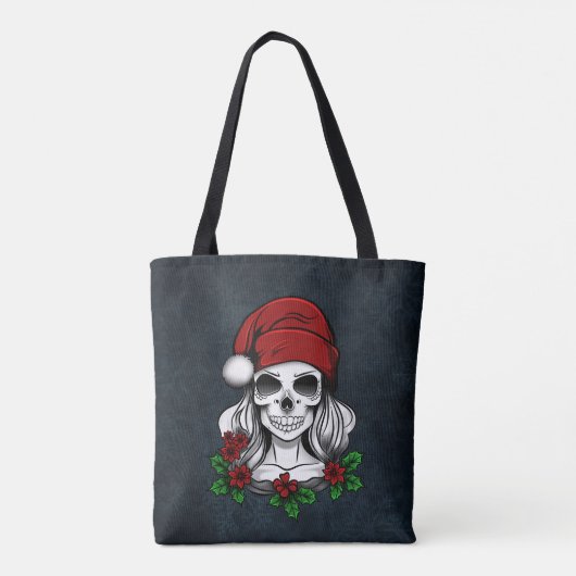 Whimsical Gotische Kerstman schedel Kerstmis Tote Bag (Achterkant)