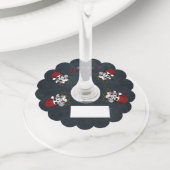 Whimsical Gotische Kerstman schedel Kerstmis Wijnglaslabel (Dichtbij)