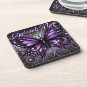 Whimsical Gotische Vlinder Paarse Gepersonaliseerd Bier Onderzetter